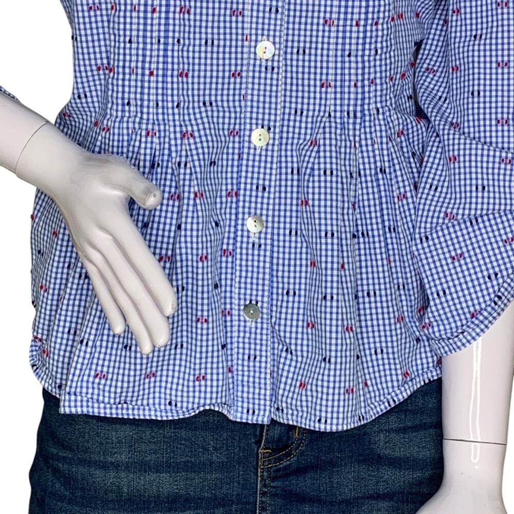 Ruby Rd. Button Down Shirt Petite Large Blue Whit… - image 3